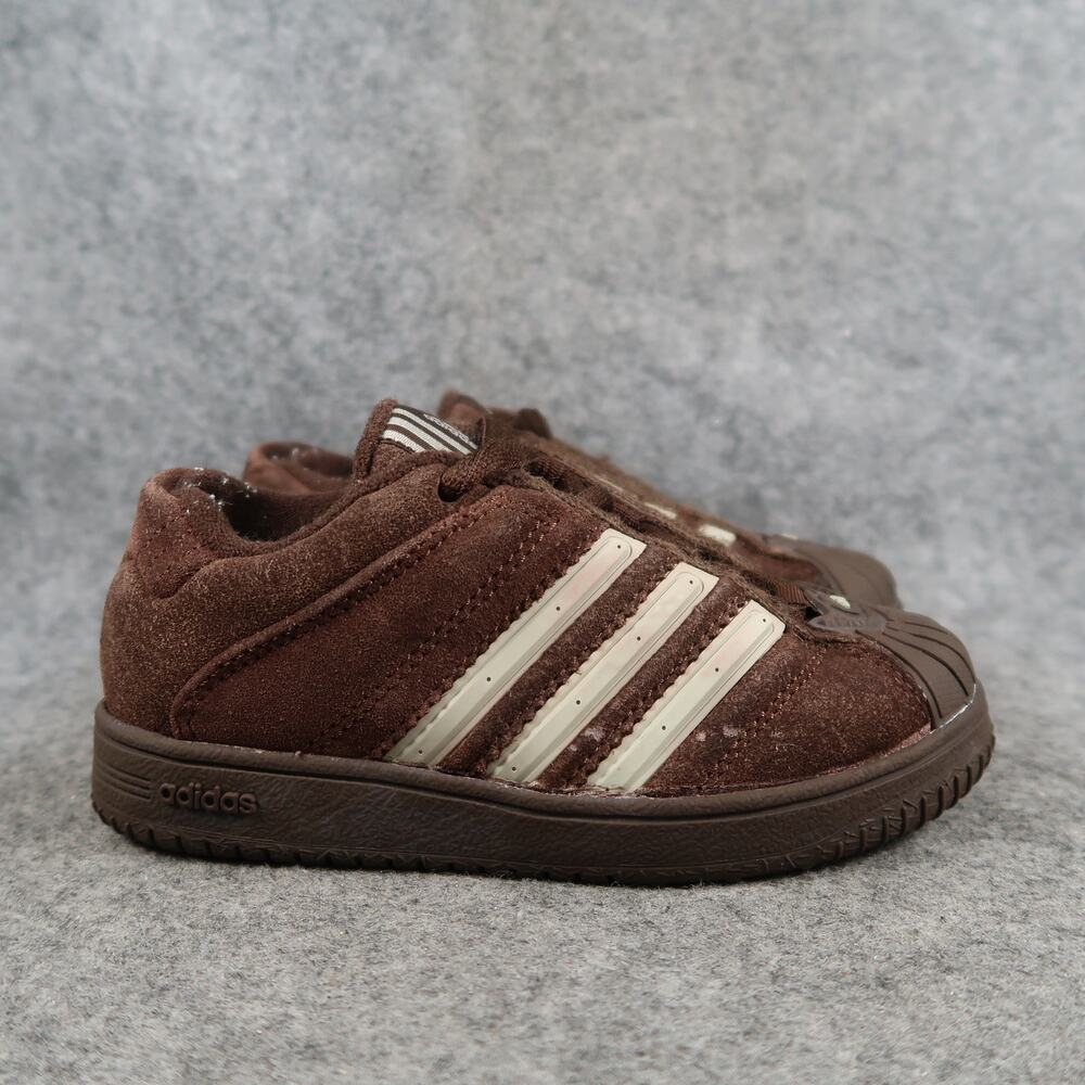 Adidas Shoes Kids 11.5 Casual Sneakers Superstar Hard Shell Brown Lace Up Retro
